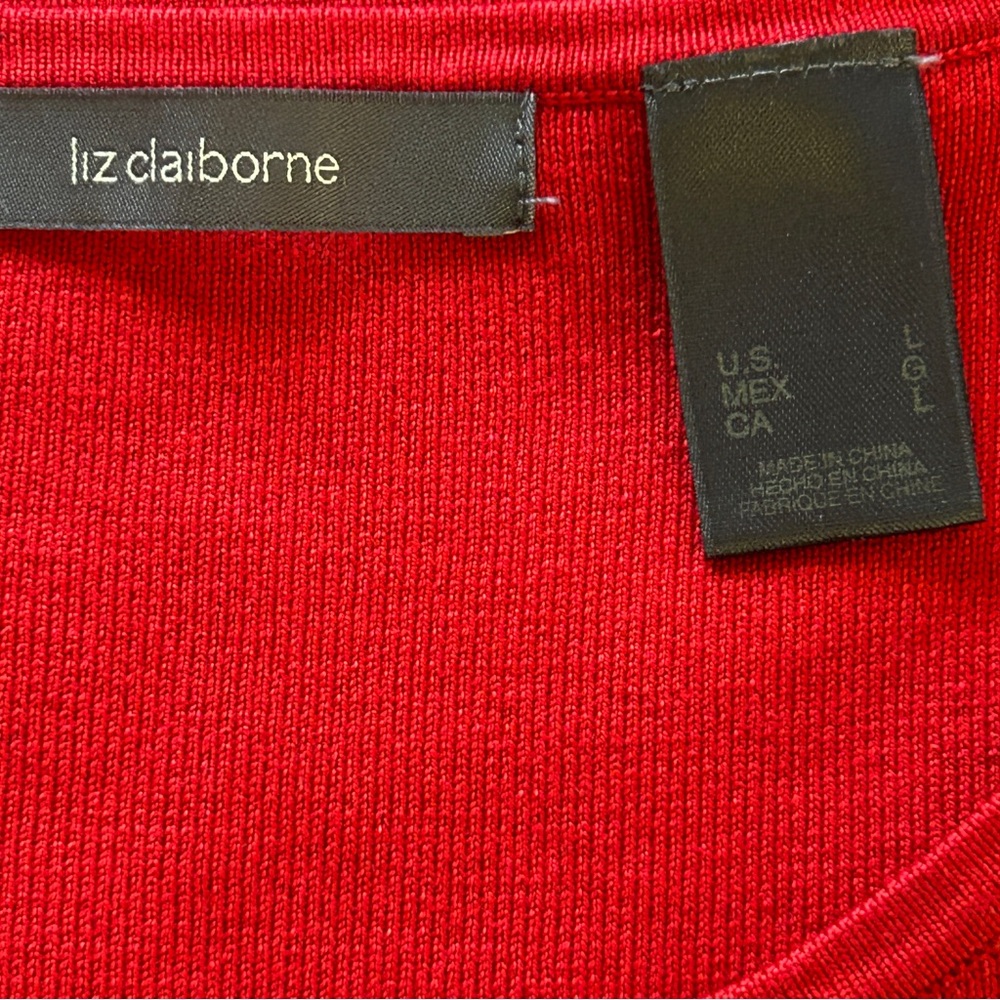 Liz Claiborne Red Silk Blend Sweater Set Cardigan Tank Size L - Picture 7 of 11